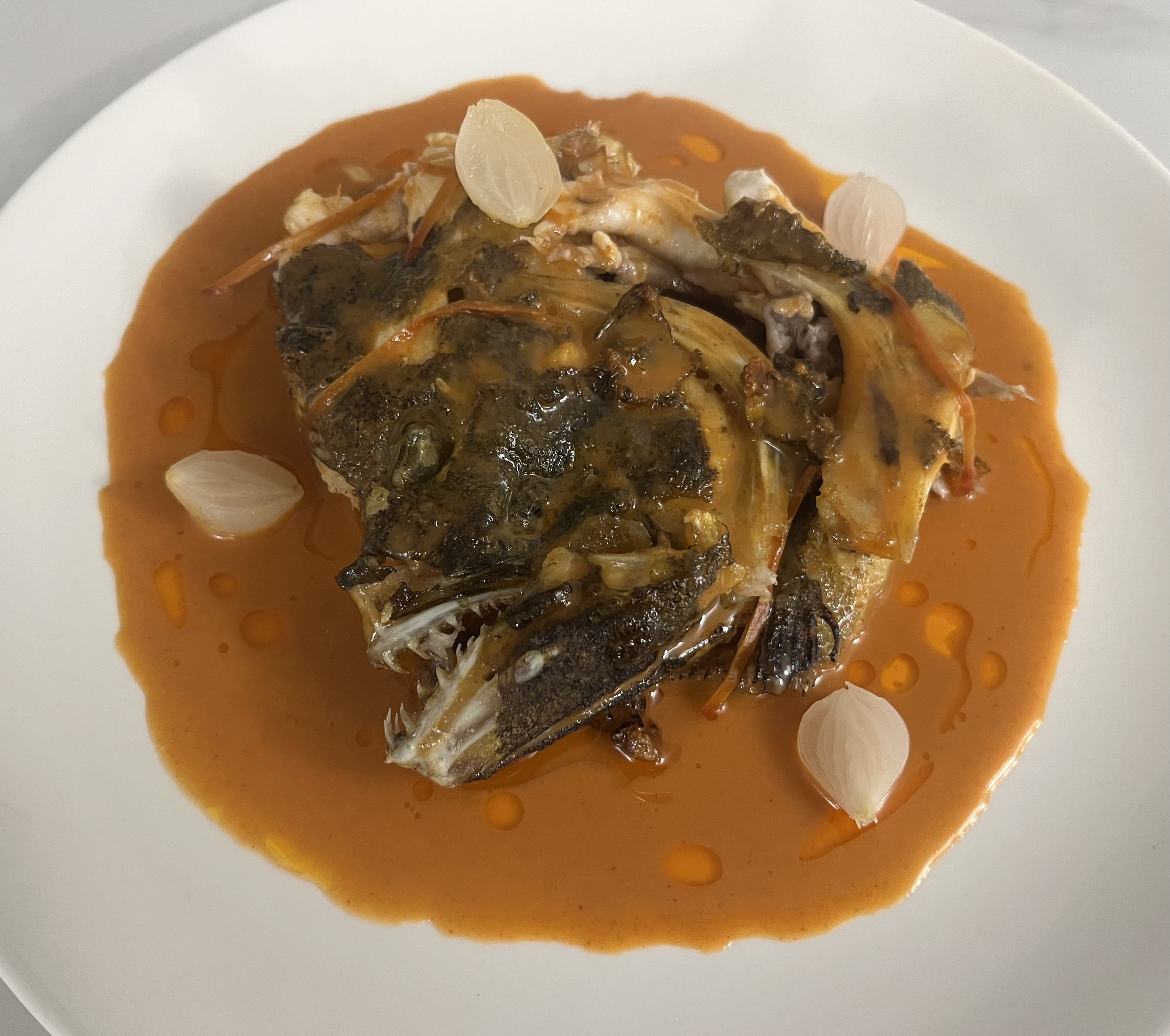 Fluke Head with Sriracha Sauce